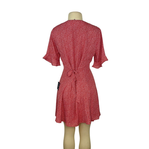 Lulus Red & White Polka Dot Button-Front Mini Dress Size L - New