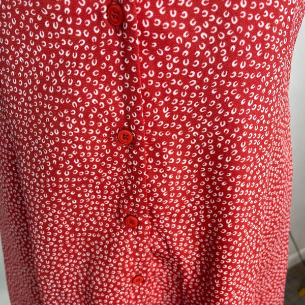 Lulus Red & White Polka Dot Button-Front Mini Dress Size L - New