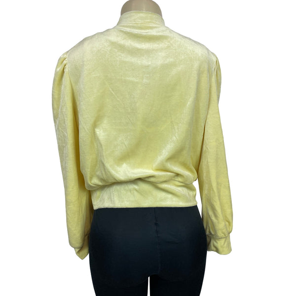 Generation Love Women's Yellow Revolve Blair Bomber Puff Sleeves Sweater Sz L - NWT