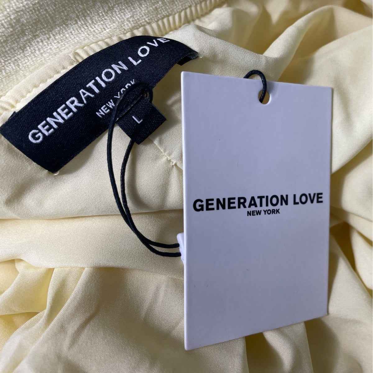 Generation Love Women's Yellow Revolve Blair Bomber Puff Sleeves Sweater Sz L - NWT