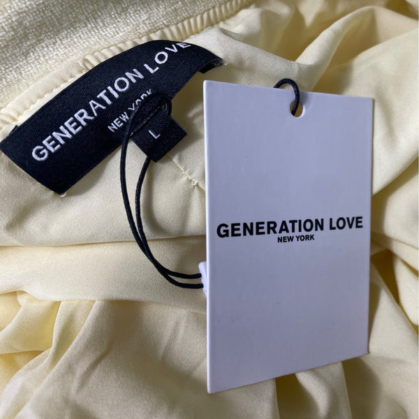 Generation Love Women's Yellow Revolve Blair Bomber Puff Sleeves Sweater Sz L - NWT