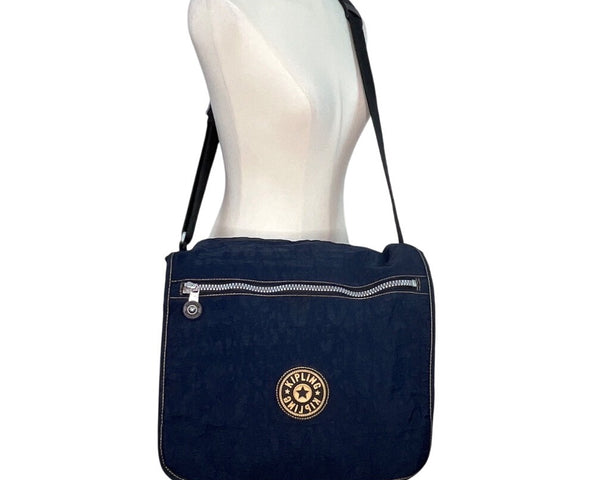 Kipling Navy Blue Nylon With Adjustable Strap Zippered Expandable Crossbody Bag