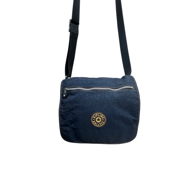 Kipling Navy Blue Nylon With Adjustable Strap Zippered Expandable Crossbody Bag