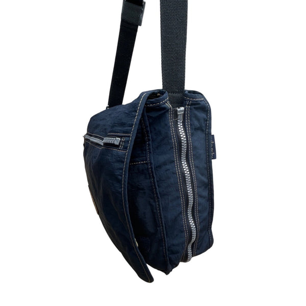 Kipling Navy Blue Nylon With Adjustable Strap Zippered Expandable Crossbody Bag