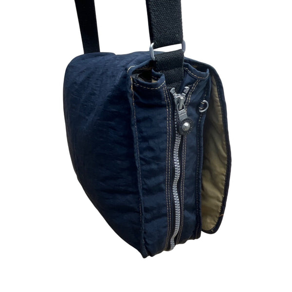 Kipling Navy Blue Nylon With Adjustable Strap Zippered Expandable Crossbody Bag
