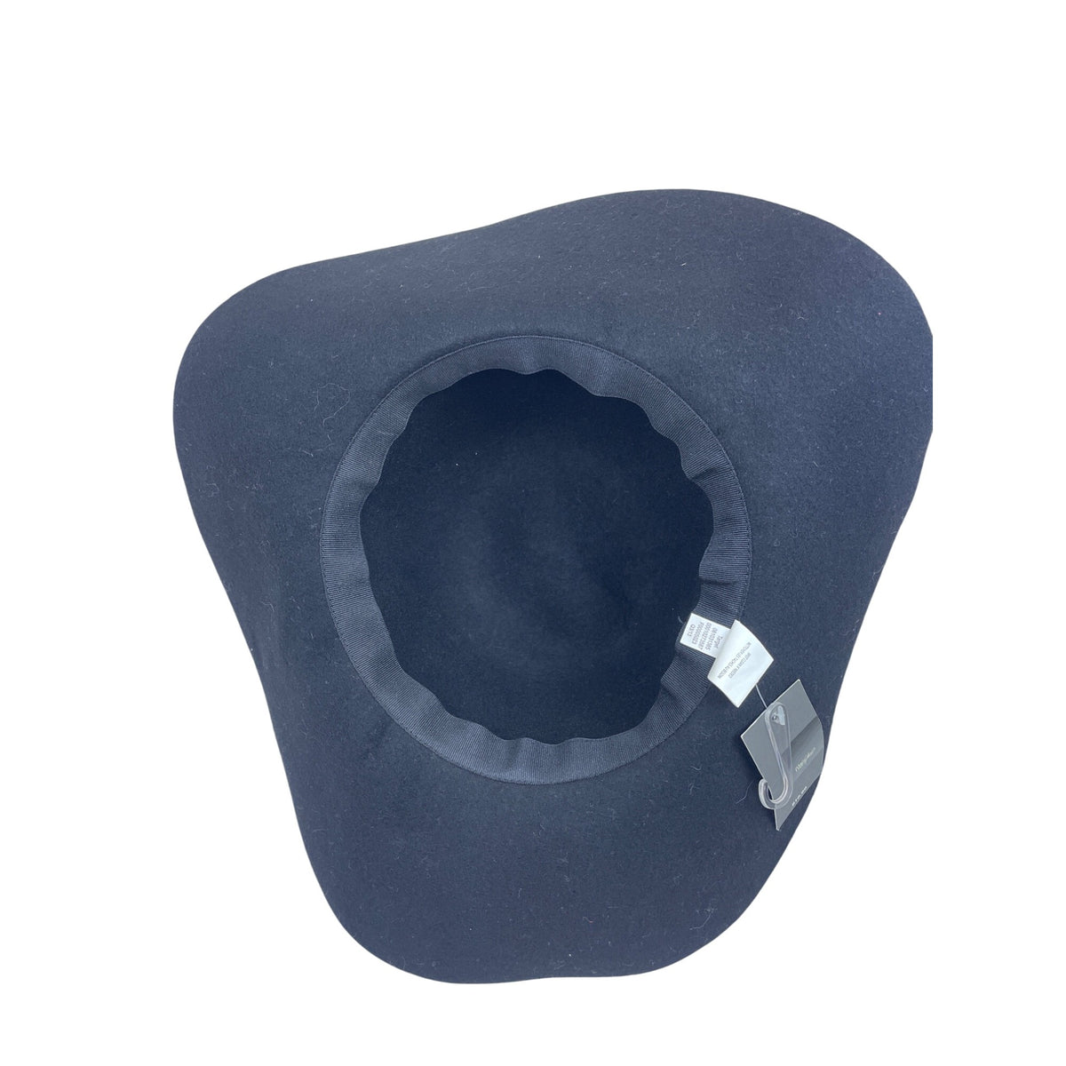 Felt Large Floppy Hat With Chain Accent Black 100% Wool Wide Brim Casual Style