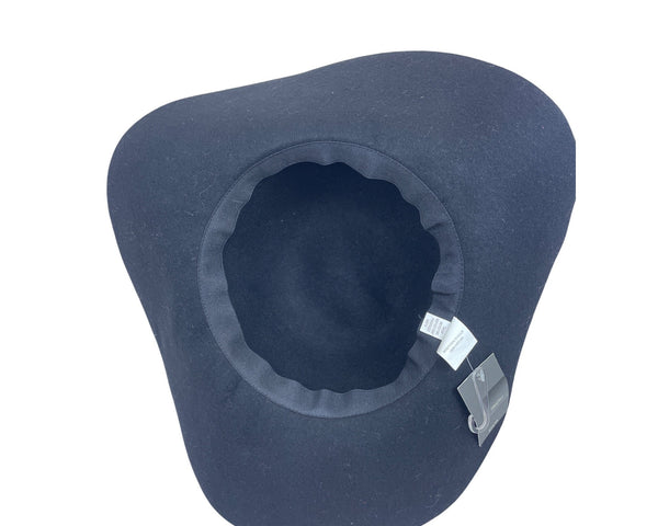 Felt Large Floppy Hat With Chain Accent Black 100% Wool Wide Brim Casual Style