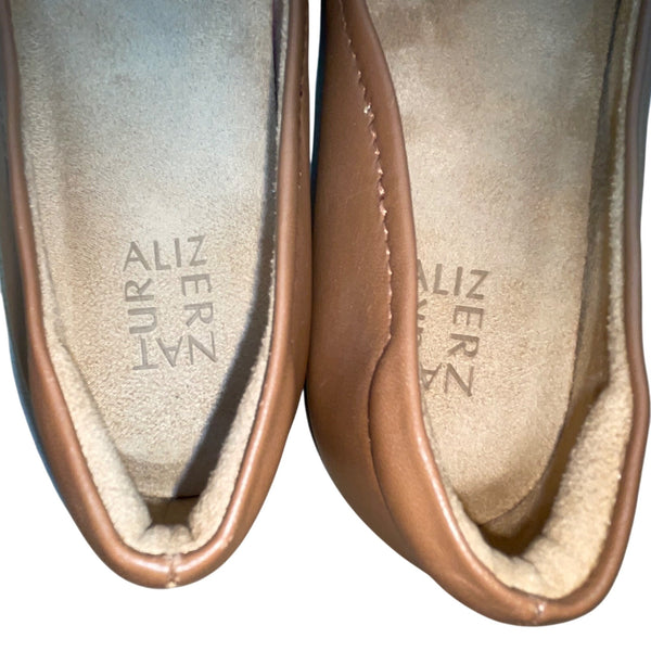 Naturalizer Women’s Brown Leather Cushioned Slip-On Vivienne Ballet Flats Sz 10M