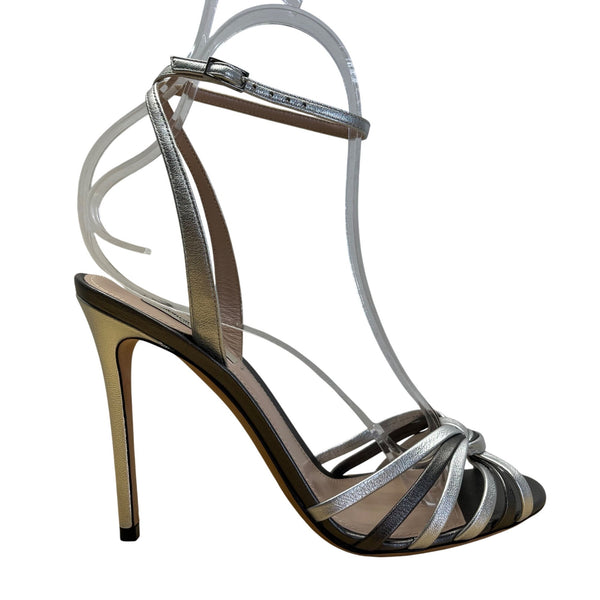 Giorgio  Women’s Argento & Antracite Strappy Stiletto Heel Sandals Sz 8 US