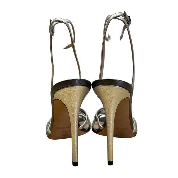 Giorgio Women’s Argento & Antracite Strappy Stiletto Heel Sandals Sz 8 US