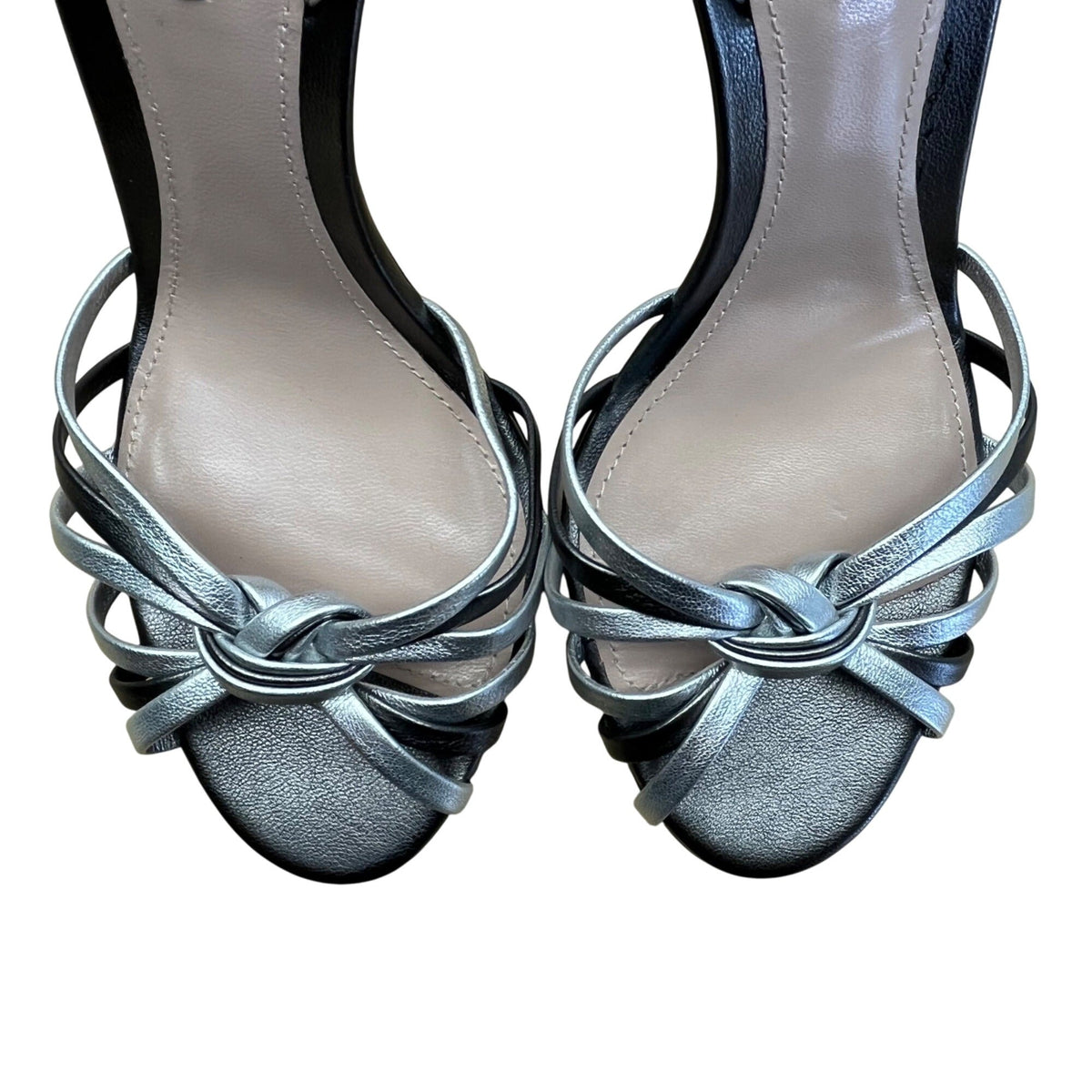 Giorgio Women’s Argento & Antracite Strappy Stiletto Heel Sandals Sz 8 US