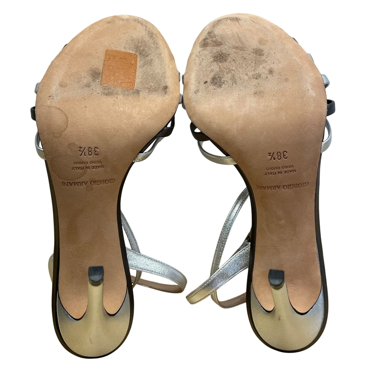 Giorgio Women’s Argento & Antracite Strappy Stiletto Heel Sandals Sz 8 US