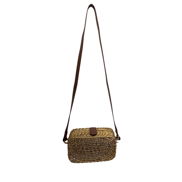 Woven Straw Crossbody Bag With Adjustable Leather Strap