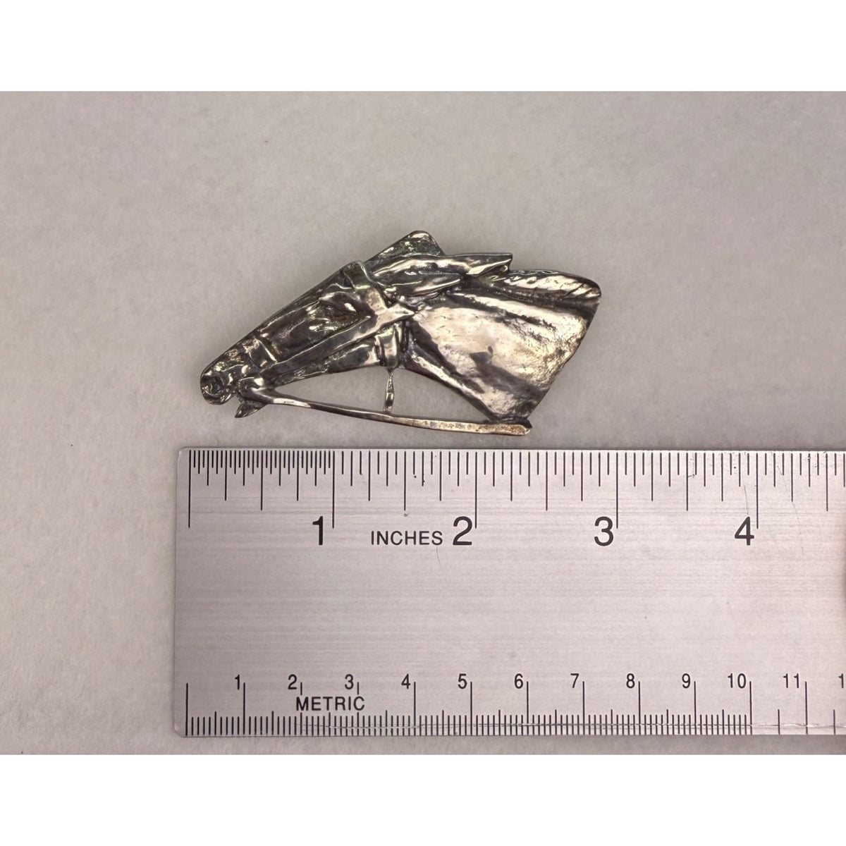 Sterling Silver Horse Head Pin Brooch Equestrian Design Unique Handcrafted