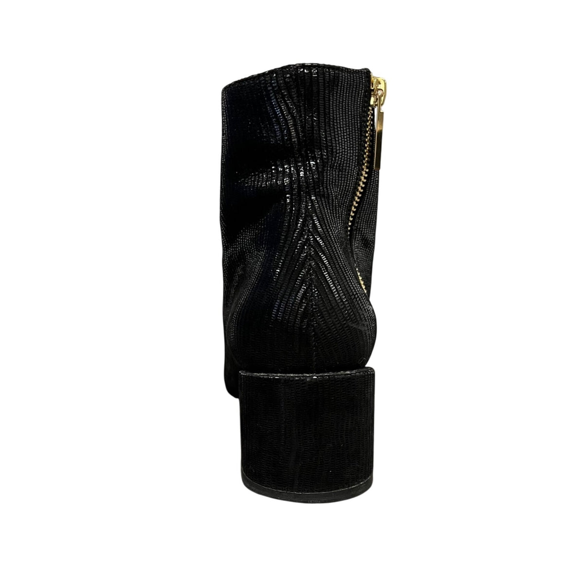 Dear Frances Womens Black Patent Leather Ankle Boots With Gold Side Zipper Size 37