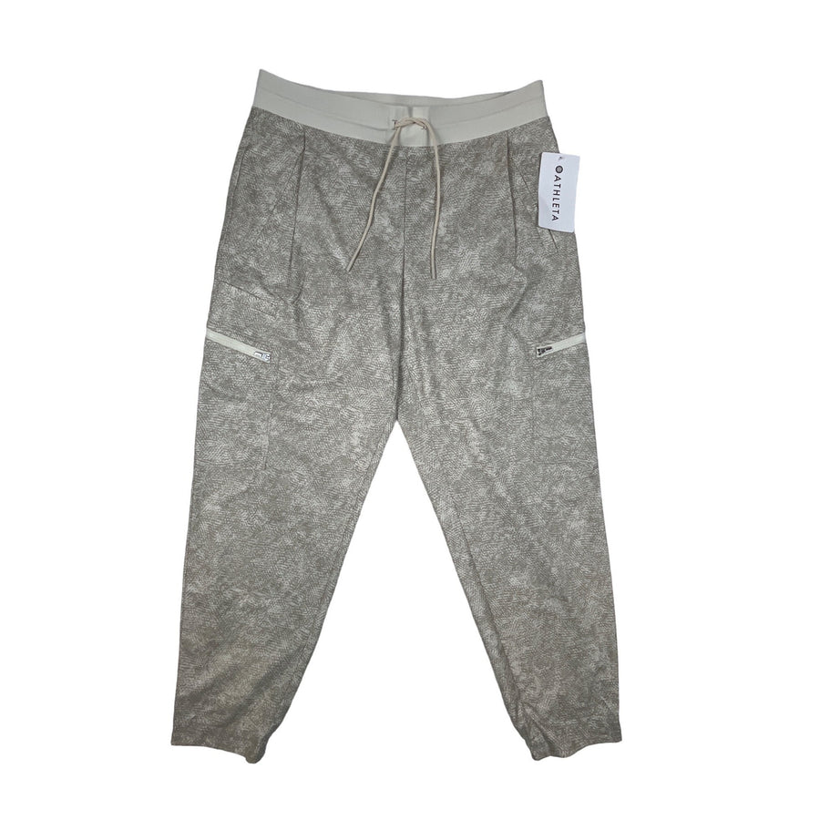 Athleta Venture Printed Pant Sz 12 Gray Jogger Drawstring Zip Pockets - New