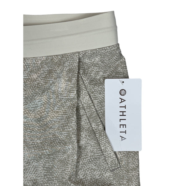 Athleta Venture Printed Pant Sz 12 Gray Jogger Drawstring Zip Pockets - New