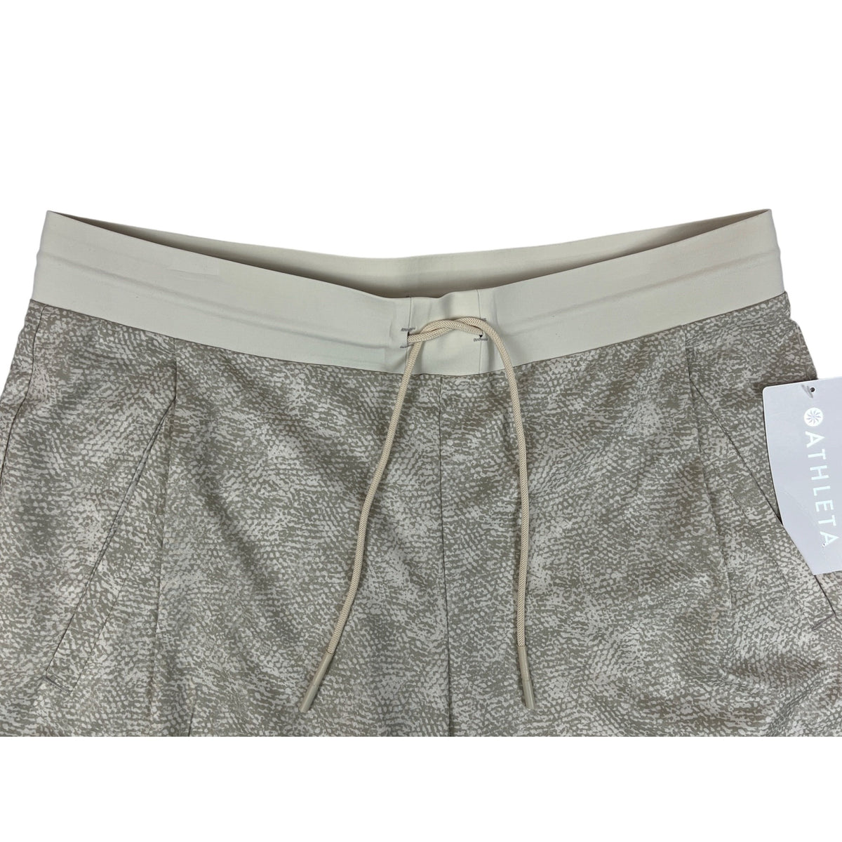 Athleta Venture Printed Pant Sz 12 Gray Jogger Drawstring Zip Pockets - New