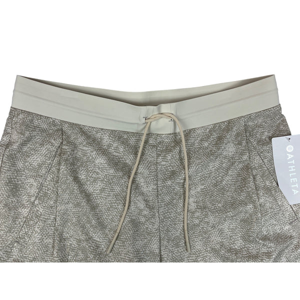 Athleta Venture Printed Pant Sz 12 Gray Jogger Drawstring Zip Pockets - New