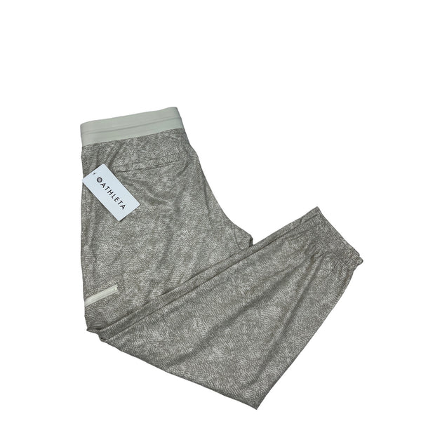 Athleta Venture Printed Pant Sz 12 Gray Jogger Drawstring Zip Pockets - New