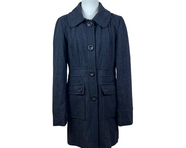 Anthropologie Tulle Women's Charcoal Wool Blend Button Front Coat Sz L