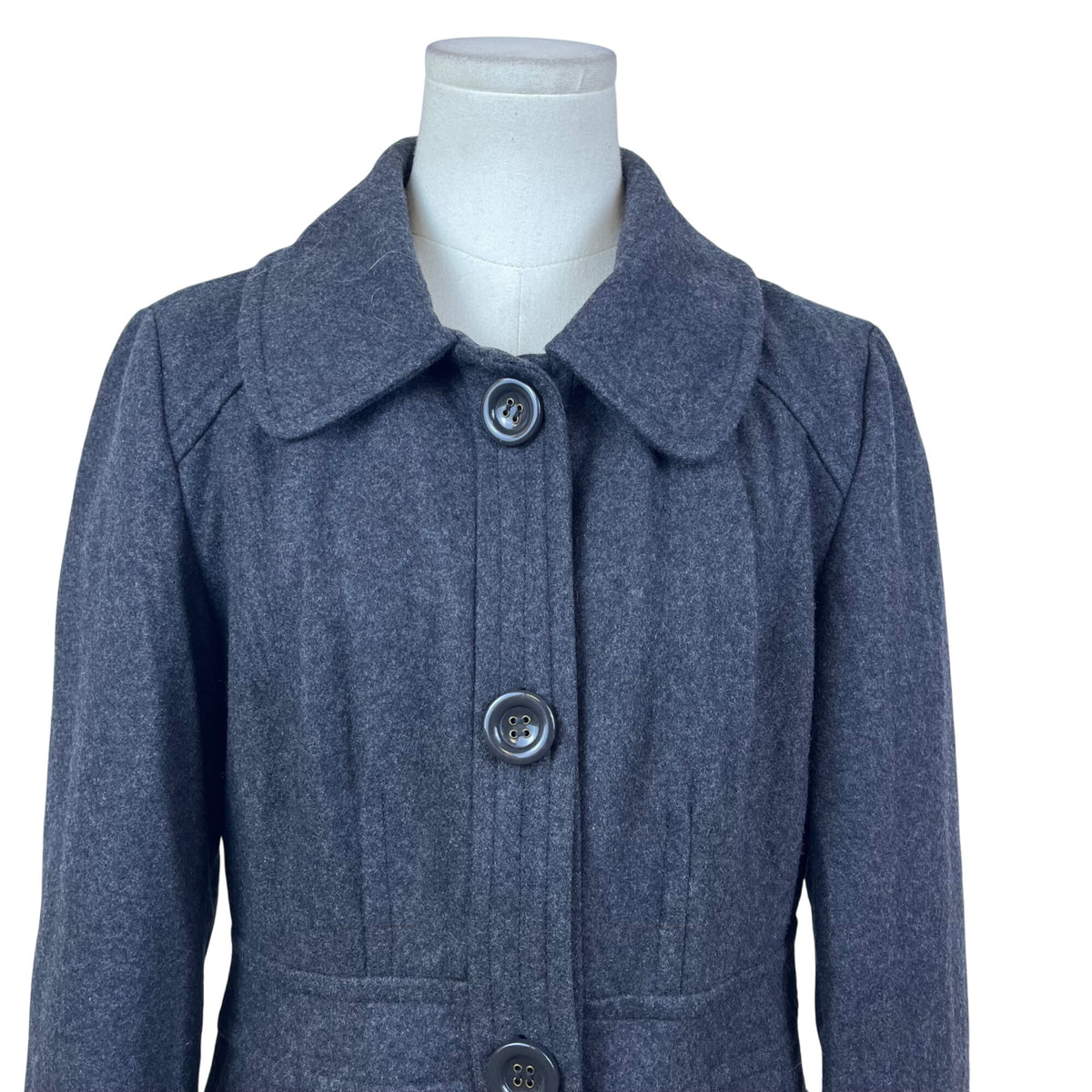 Anthropologie Tulle Women's Charcoal Wool Blend Button Front Coat Sz L