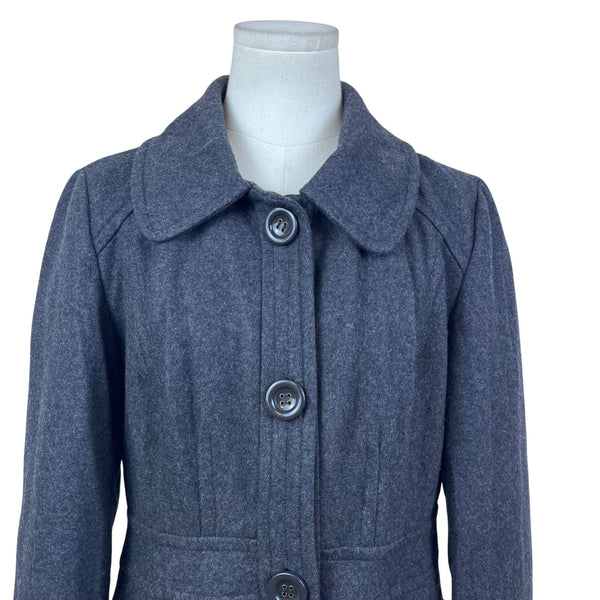 Anthropologie Tulle Women's Charcoal Wool Blend Button Front Coat Sz L