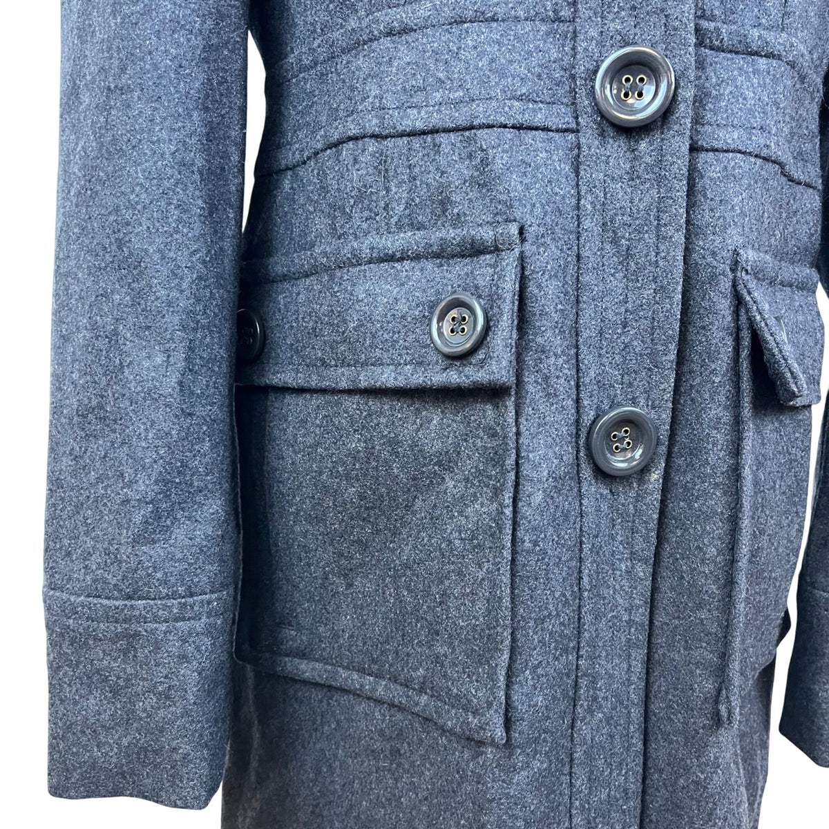 Anthropologie Tulle Women's Charcoal Wool Blend Button Front Coat Sz L