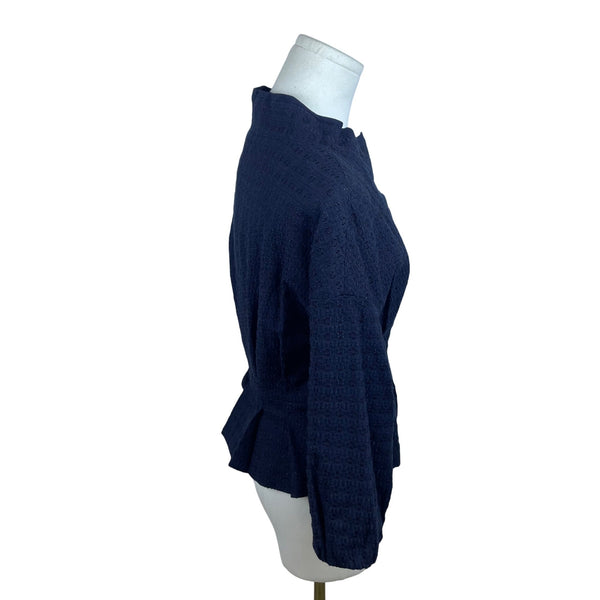 Time Postmodern Women's Navy Textured Jacket Elegant Style