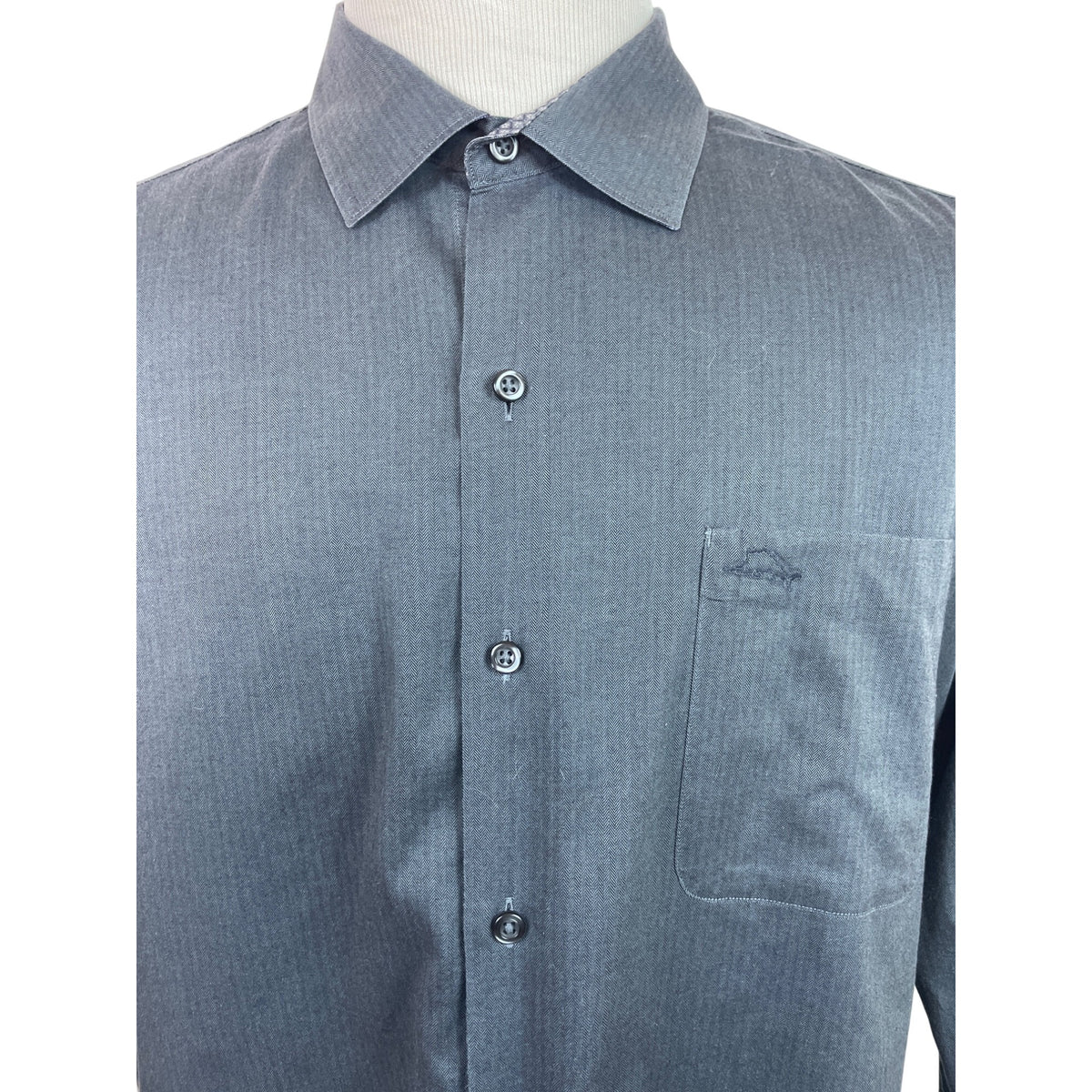 Tommy Bahama  Mens Gray Long-Sleeve Button-Up Shirt With Pocket Size L