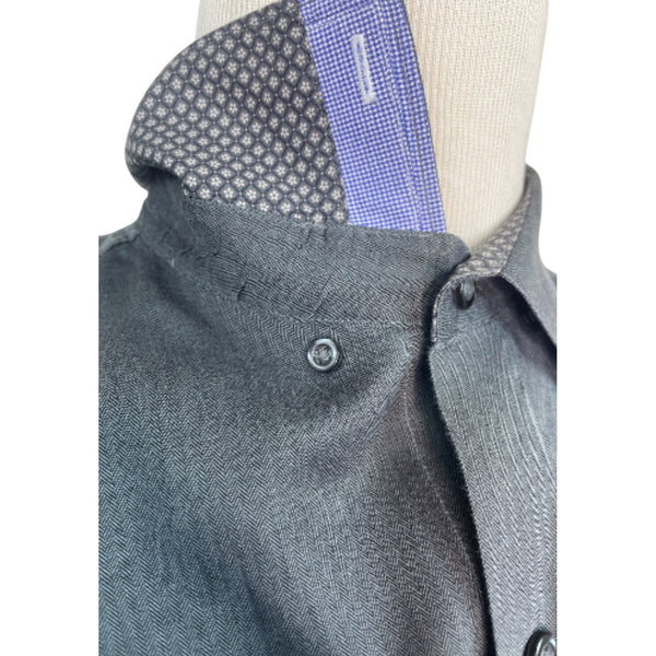 Tommy Bahama  Mens Gray Long-Sleeve Button-Up Shirt With Pocket Size L