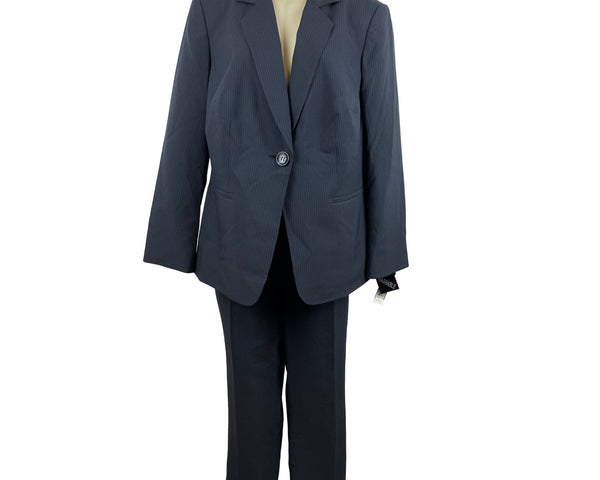 Emily Womens Washable 2pc Suit Set Gray Pinstripe Blazer & Trousers Size 14W-New