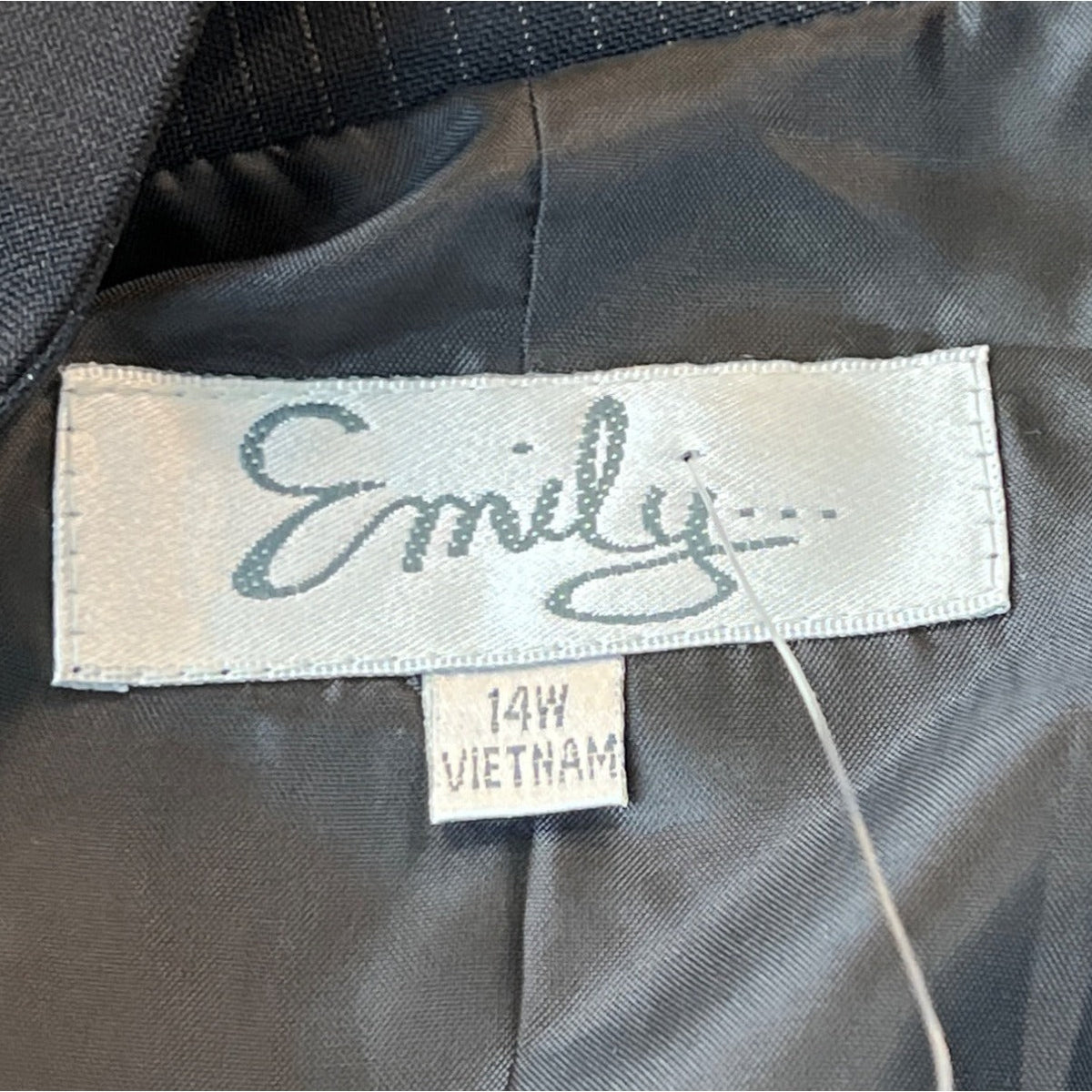 Emily Womens Washable 2pc Suit Set Gray Pinstripe Blazer & Trousers Size 14W-New