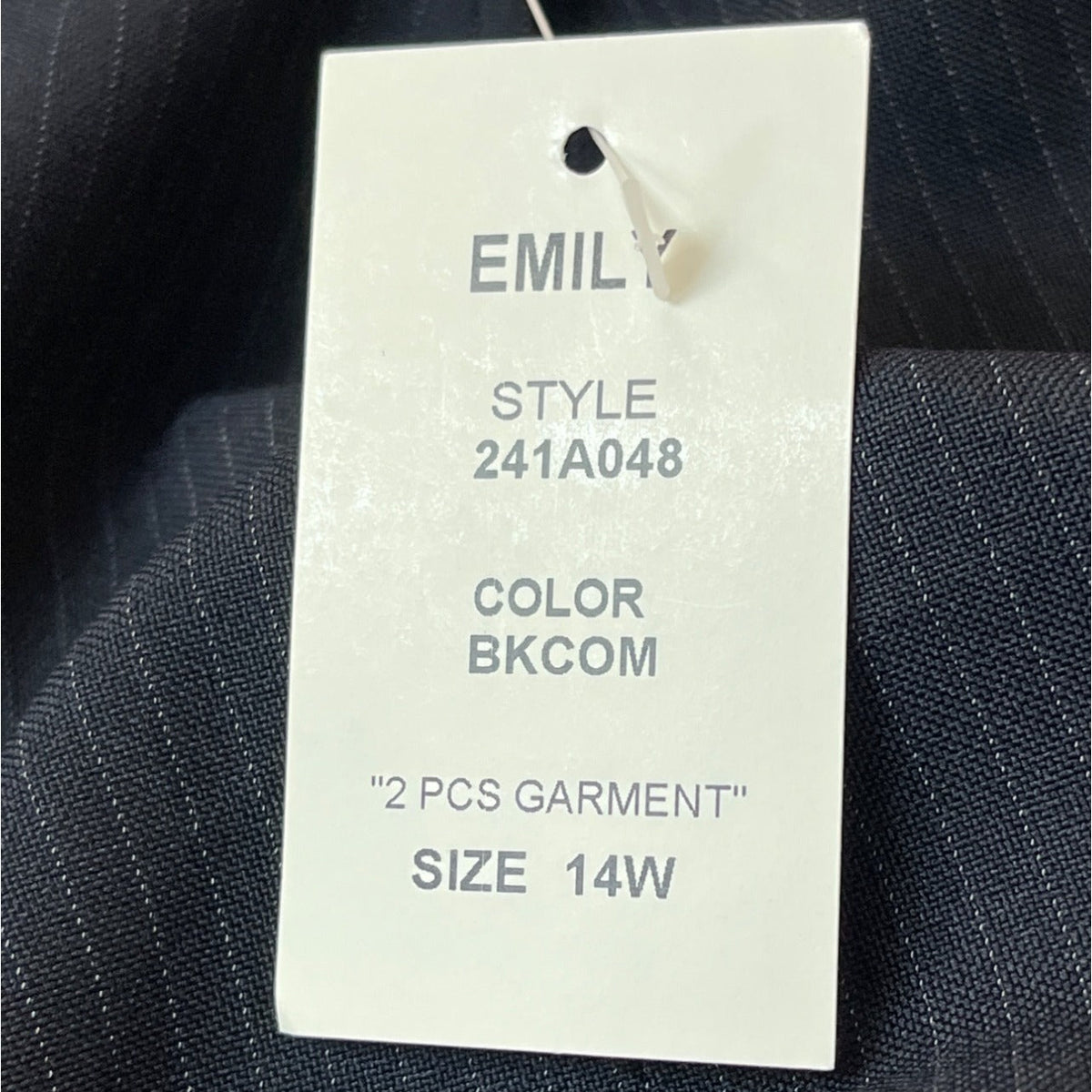 Emily Womens Washable 2pc Suit Set Gray Pinstripe Blazer & Trousers Size 14W-New