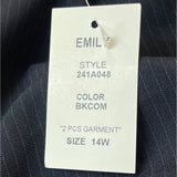 Emily Womens Washable 2pc Suit Set Gray Pinstripe Blazer & Trousers Size 14W-New