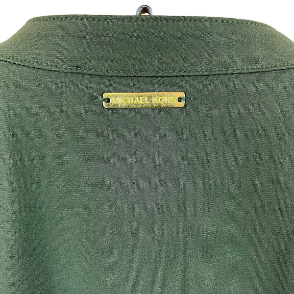 Michael Kors Womens Green Sleeveless Tie Neck Ruffle Hem Casual Dress Size M