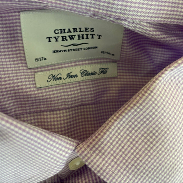 Charles Tyrwhitt Men's Lilac Purple Long Sleeve Button Up Shirt Sz 19-37