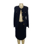 Vintage Black Bouclé Skirt Suit With Gold Button Details