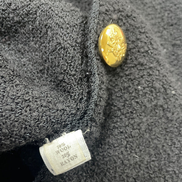 Vintage Black Bouclé Skirt Suit With Gold Button Details