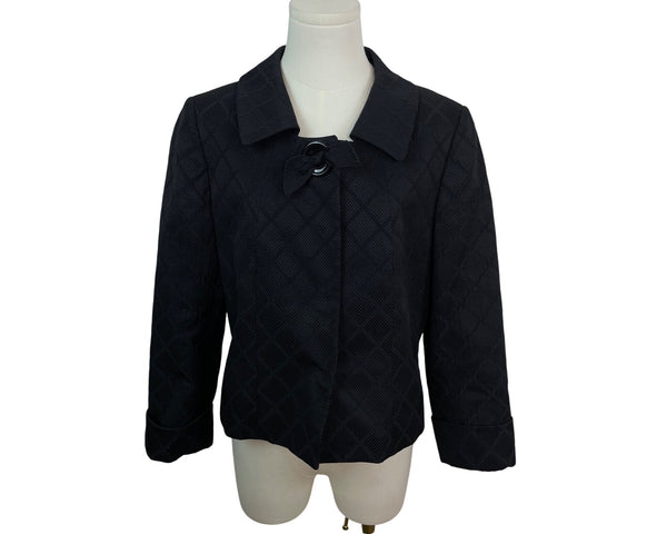 Tahari Arthur S. Levine Womens Black Diamond Blazer Textured JBSize 8 Long Sleeves