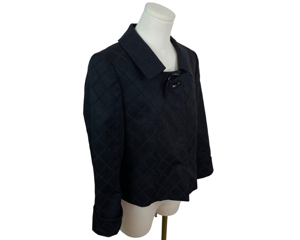 Tahari Arthur S. Levine Womens Black Diamond Blazer Textured JBSize 8 Long Sleeves