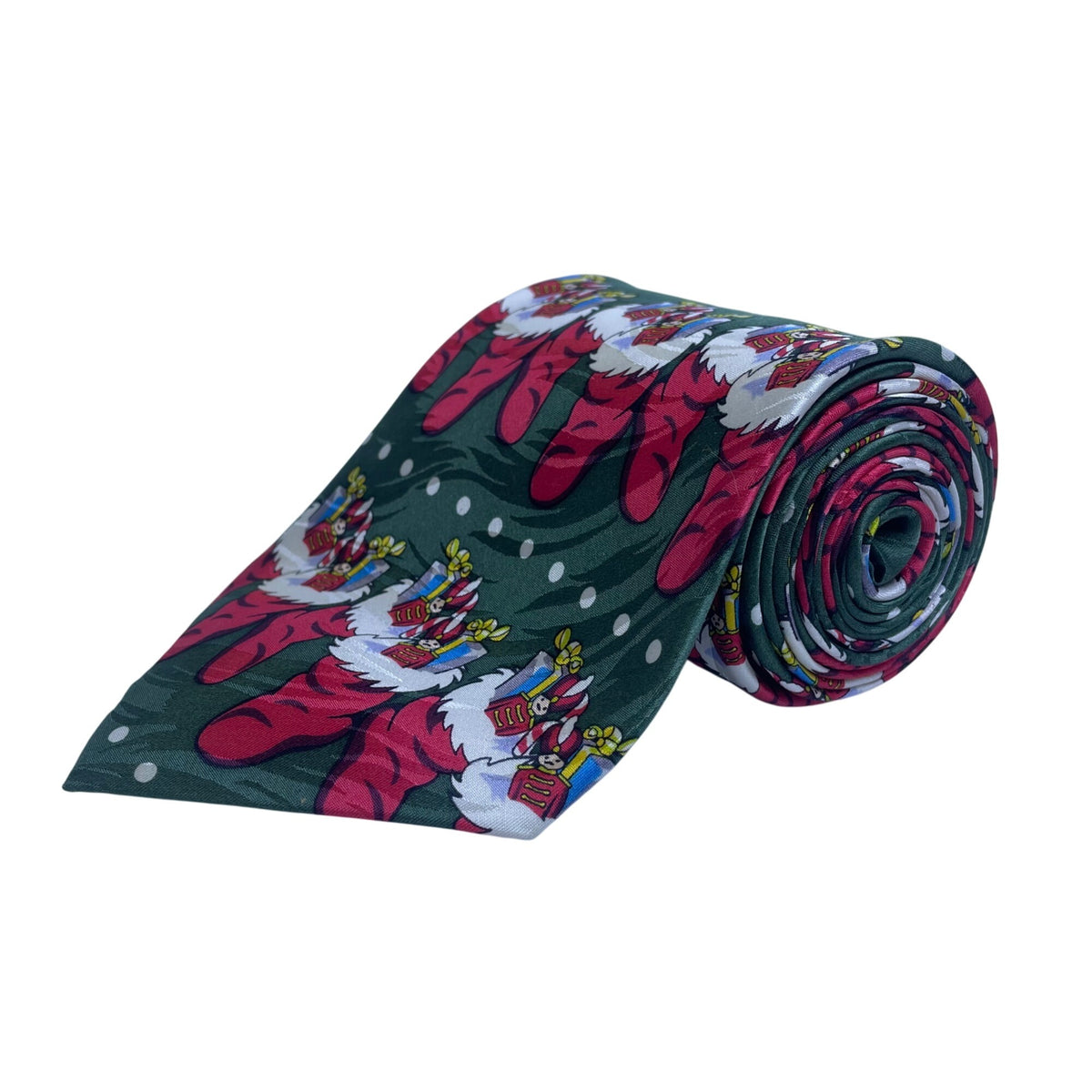 Keith Daniels Mens Green Polyester Christmas Tie Holiday Stocking Pattern