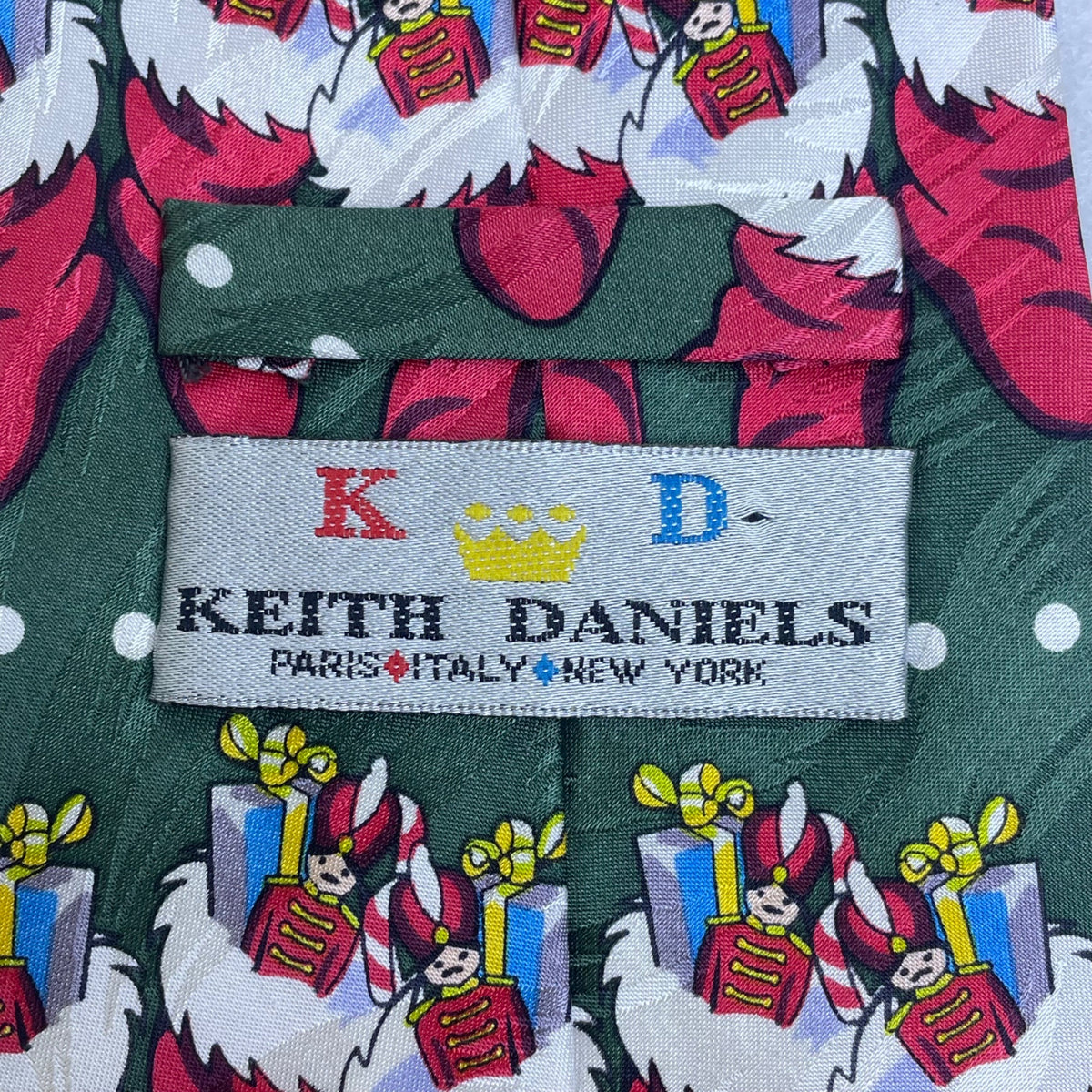 Keith Daniels Mens Green Polyester Christmas Tie Holiday Stocking Pattern