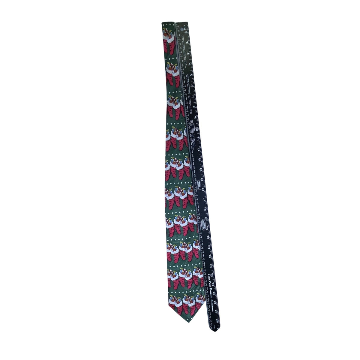 Keith Daniels Mens Green Polyester Christmas Tie Holiday Stocking Pattern