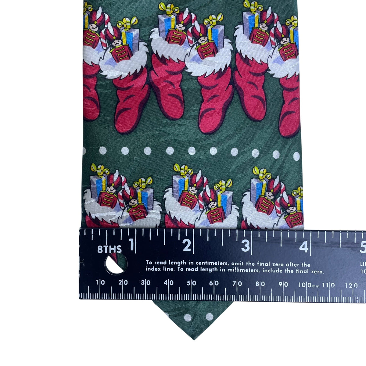 Keith Daniels Mens Green Polyester Christmas Tie Holiday Stocking Pattern