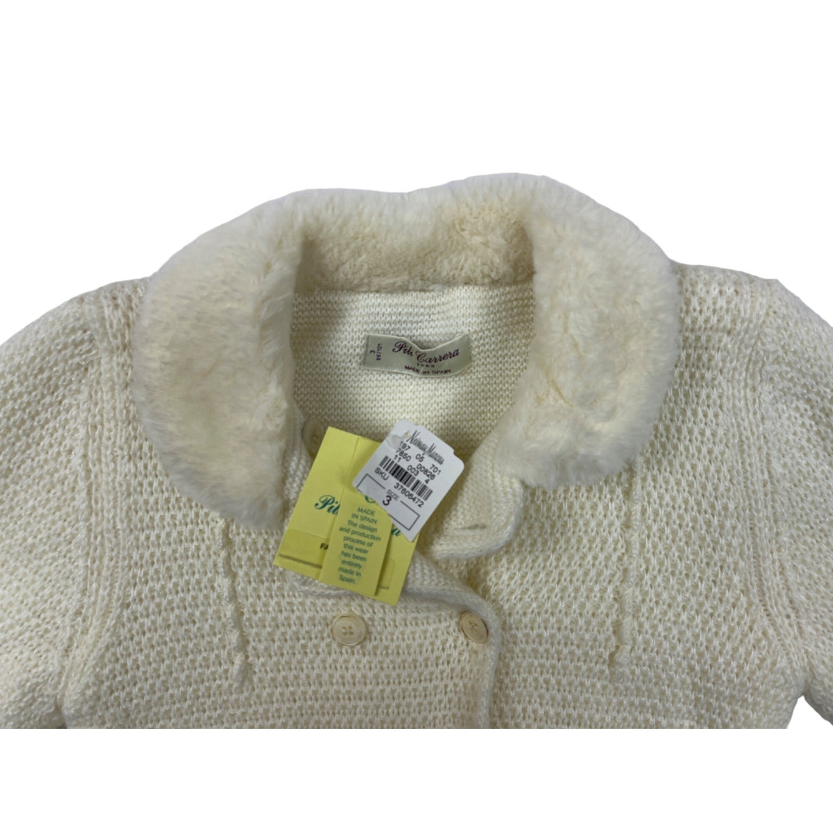 Pili Carrera Youth Girl Beige Knitted Cardigan Sweater Size 3