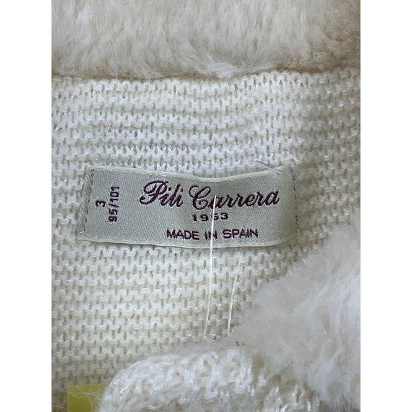 Pili Carrera Youth Girl Beige Knitted Cardigan Sweater Size 3