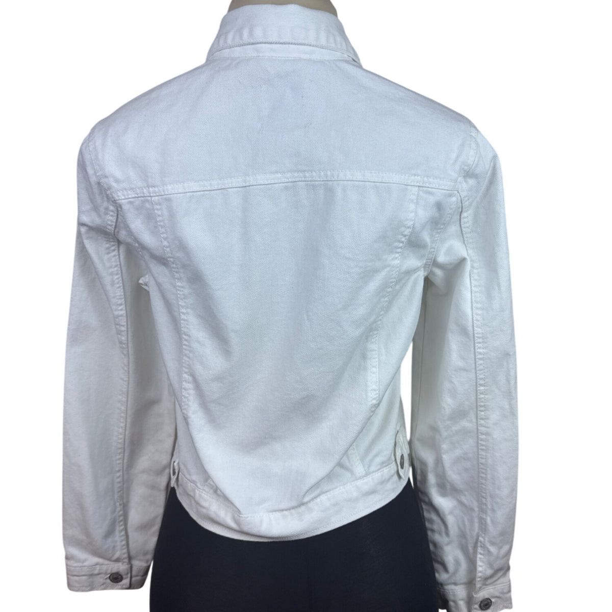 Love Tree Women's White Distressed Denim Jacket With Button Front & Pockets Size S