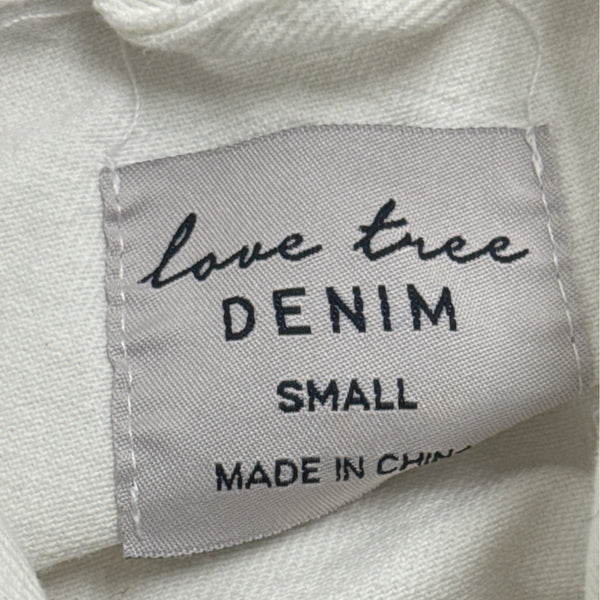 Love Tree Women's White Distressed Denim Jacket With Button Front & Pockets Size S