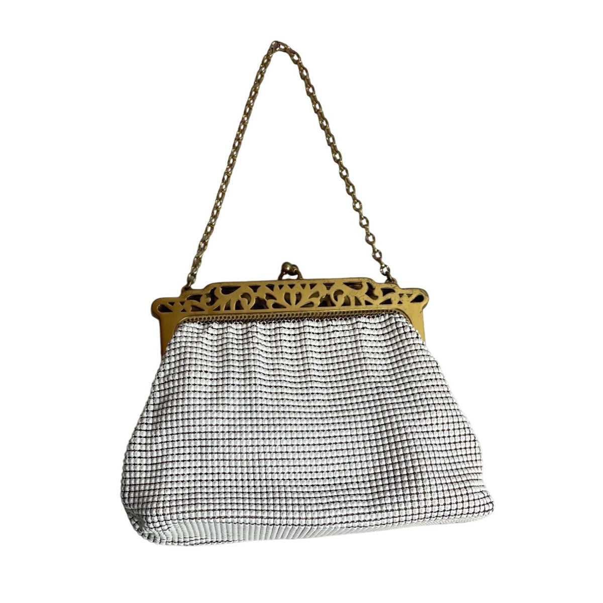 Vintage Whiting & Davis Co Women's White Alumesh Evening Purse Size S